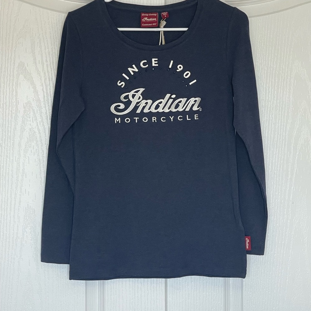Indian Motorcycle Women’s Embroidered Scrip L/S Tee Sz S
